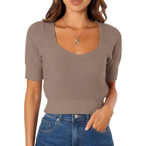 Womens Short Sleeve Crop Sweaters - Set of 2 - Picture 6 of 9